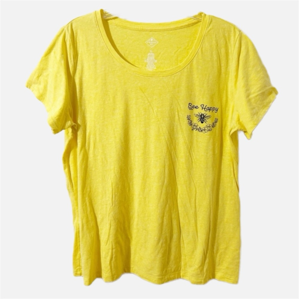St John’s Bay Short Sleeve Scoop Neck “Bee Happy” Graphic Tee Shirt 🐝💛